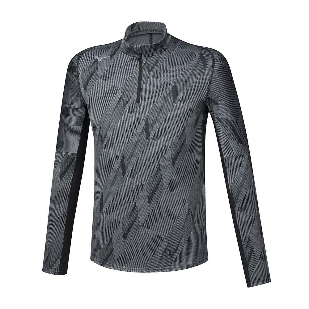 Mizuno Men's Sweashirt Black Jacquard Graphic HZ Apparel - J2GA956509